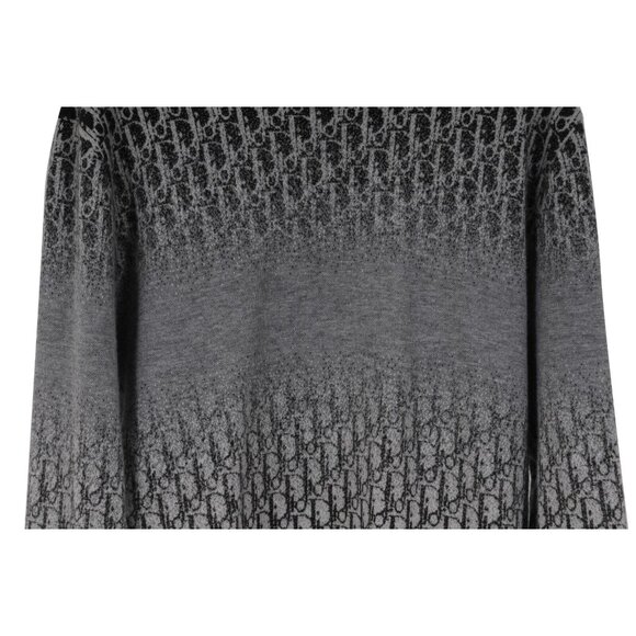 Dior Mens Oblique Logo Mock Neck Sweater Large Gray Black 100% Cashmere Pullover - Picture 3 of 10